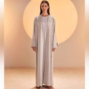 Custom made mink beaded designer floral embroidered abaya